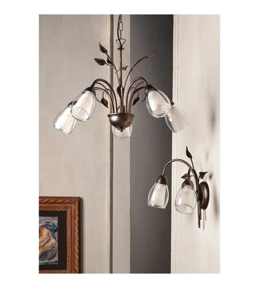 LAMPADARIO 5 LUCI ONLI "LILIANA" BRONZO E14